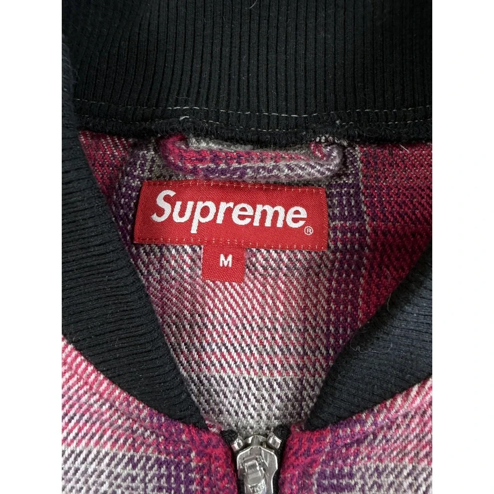 Supreme Jacket Mens Medium Shadow Plaid Bomber Full Zip Logo Embroidered